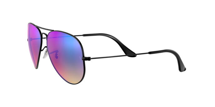 Ray-Ban RB3025 002/4O AVIATOR LARGE METAL – SCHWARZ – Braun Verlaufendes Spiegelblau
